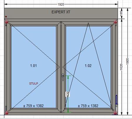 Imagen principal del productoVENTANA  PVC ALUPLAST IDEAL 4000 1920X1620.  Color Roble Gris AP94