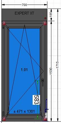 Imagem principal do produtoVENTANA PVC ALUPLAST IDEAL 4000  700X1530 + PERSIANA (185)  Color Antracita Vidrio 4/16Ar/4 mate. Apertura Izq.